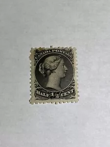 1868 Canada 1/2 cent Half Cent Stamp #21(c), Large Bust, Black, Thin paper CV$99 - Picture 1 of 2