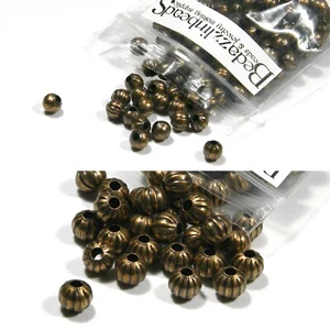 100 cuentas espaciadoras redondas de textura corrugada antiguas brillantes chapadas en cobre - Imagen 1 de 3