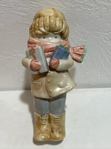 Enesco 1990 KINKA Ceramic Girl w/Christmas Holiday Gift Packages #119725 - Picture 1 of 9
