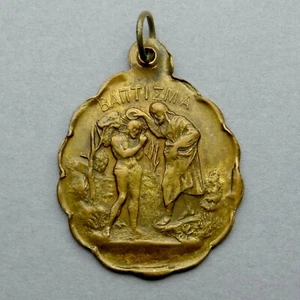 Antiker religiöser griechischer Anhänger. Krippe und Taufe Jesu. Medaille. - Bild 1 von 4