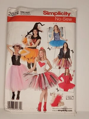 2074 Simplicity No Sew, Sewing Pattern ONE SIZE. HALLOWEEN COSTUMES - Image 1 of 3