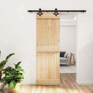 Sliding Door with Hardware Set 70x210 cm Solid Wood Pine vidaXL - Picture 1 of 11
