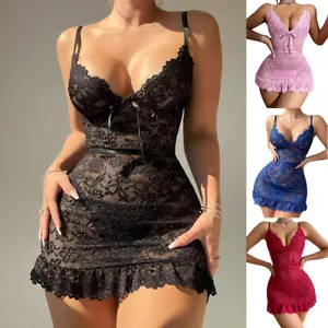 Women Sexy Babydoll Nightdress Lingerie Lace Nightwear Sleepwear Dress Pajamas D - Picture 1 of 25