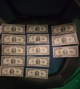 NEW Uncirculated Two Dollar Bills Series 2017A $2 Sequential Notes Lot of 13 - Picture 1 of 1