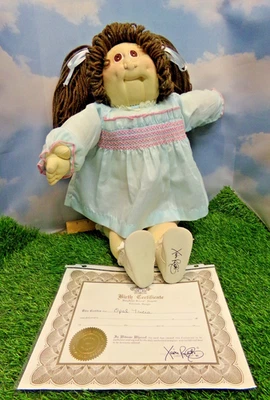 XAVIER cabbage patch sculpture doll 85GOLD ed HANDSIGNED BROWN HAIR girl w/PAPER - Image 1 of 4