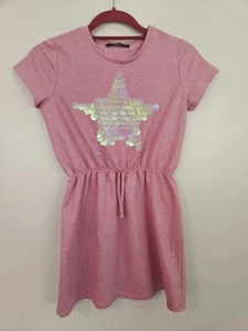 George Pink Glitter Sequin Star Dress | Age 9–10 Years | New Without Tags - Picture 1 of 5