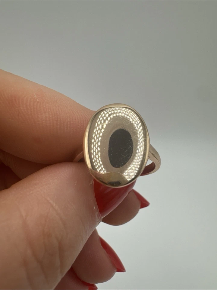 14ct Rolled Gold Bonded Ring Modernist Simple Oval Style Hallmarked 585RG - Image 1 of 4