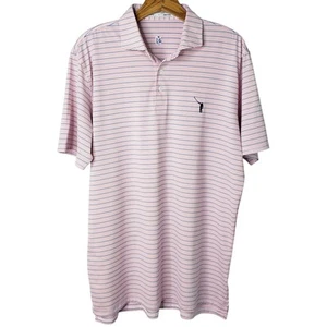 Holderness & Bourne S/S Polo Shirt Orange Blue White Stripe Men's Size Large - Picture 1 of 12