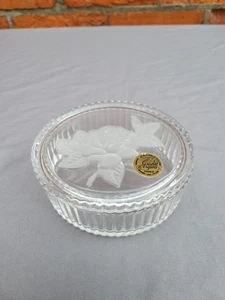 Cristal d Arques Vintage Kristall mattierte Rose Schmuck/Schmuckkästchen Frankreich (#8) - Bild 1 von 8