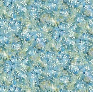 Timeless Treasures Forest Whisper tessuto cotone floreale tono blu da cortile - Foto 1 di 4