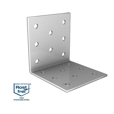 POLLMANN BAUBESCHLÄGE Winkelverbinder Montagewinkel Lochplattenwinkel leicht ohne Rippe Edelstahl A2