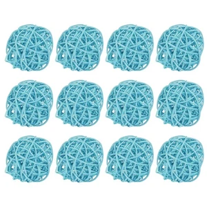 12 Pcs Wicker Rattan Balls 2In for Vase Fillers Party Decorative Light Blue - Picture 1 of 5