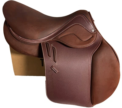 Sillín de salto Devoucoux Biarritz Lab 2025 17" solapa 3A paneles D3D SB bronceado vegetal Foto 1 de 4