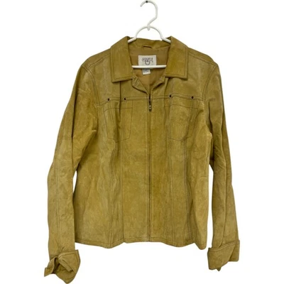 Jaqueta de Couro Cervelle Feminina Tamanho 1X Bege Bronzeado Zíper Frontal Manga Longa Gola - Imagem 1 de 4