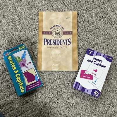 Tarjetas flash Estados y capitales y presidente estadounidense Libro de hechos Educación en el hogar Foto 1 de 4
