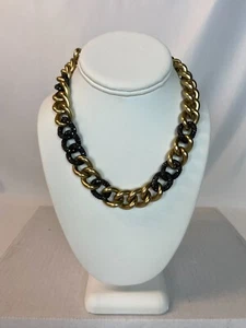 Chicos Gold Tone and Black Pave Linked Collar Necklace NWT - Picture 1 of 3