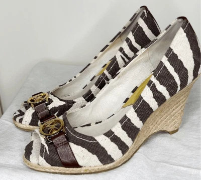Michael Michael Kors Women's Zebra Print Wedge Platform Espadrilles Nwt Size 7.5 - Image 1 of 4