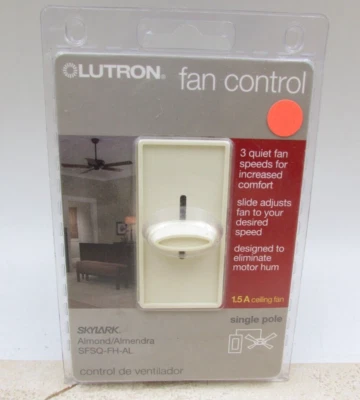 Lutron Ceiling Fan Control SFSQ-FH-AL Single Pole Slide-to-Off Quiet 3-Speed - Image 1 of 2