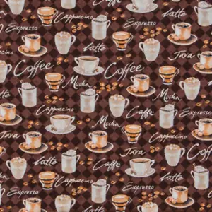 Tela de algodón calico con estampado de café - Imagen 1 de 3