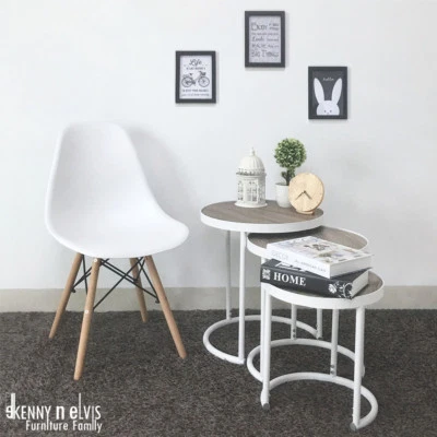 3-Piece Round Nesting Coffee Table (White) - Image 1 of 4