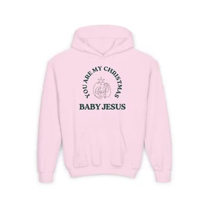 Christliche Weihnachten Jugend Hoodie, Jesuskind Sweatshirt, religiöser Urlaub Kinder - Bild 1 von 10