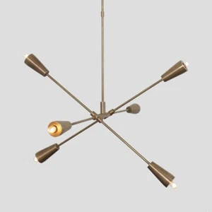 Lámpara de techo Sputnik de latón con seis brazos estilo italiano de mediados de siglo - Imagen 1 de 4