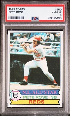 ¡Pete Rose ahora elegible para la corte! Topps #650 Reds 1979 PSA 8 casi nuevo-como nuevo Foto 1 de 2