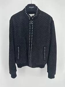 Saint Laurent Leather Suede Studded Jacket EU 46 - Picture 1 of 14