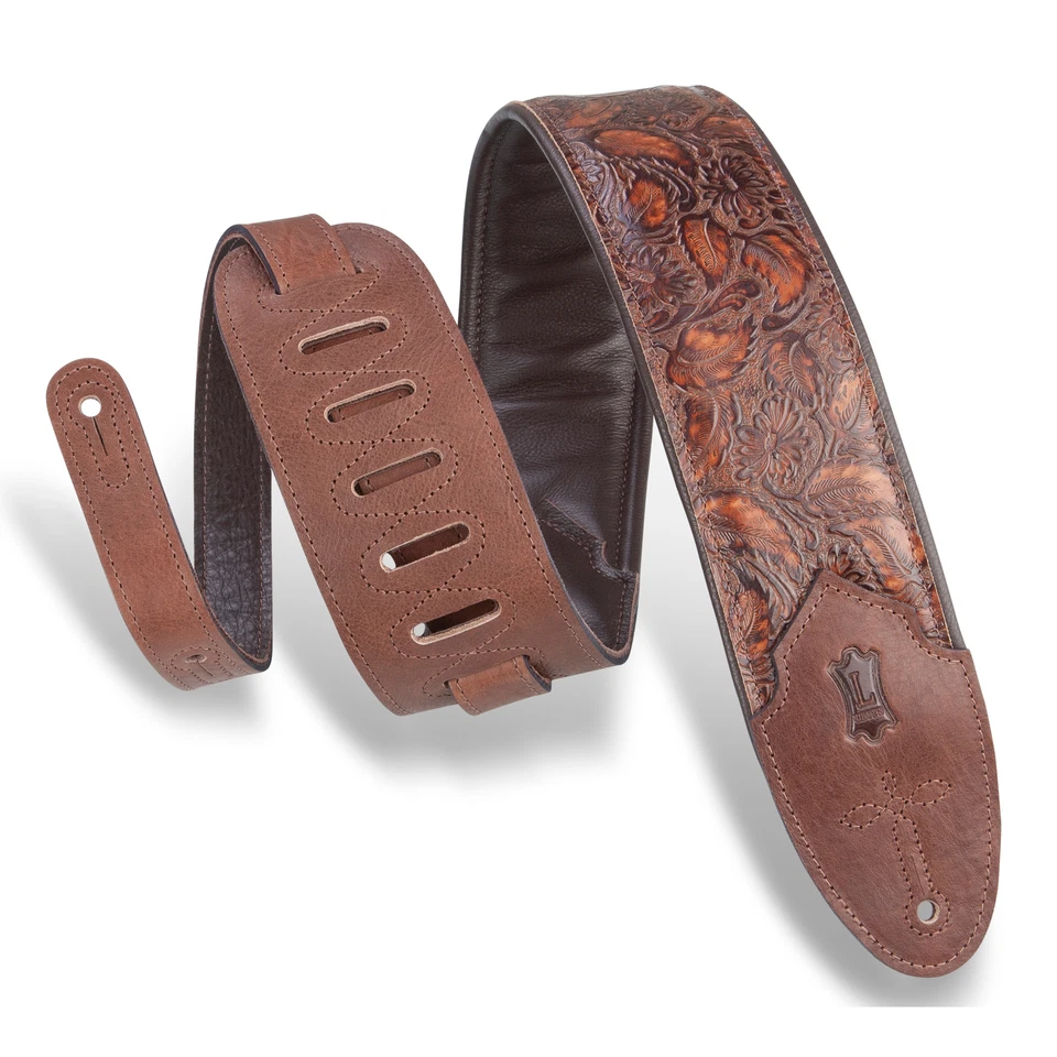 Levy's M4WP-006 3-inch Wide Embossed Leather Guitar Strap - Sundance Line