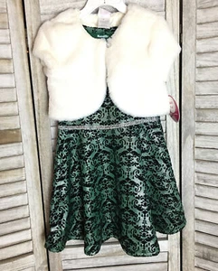 nanette Kinder Party Kleid Gr. 6 Neu Kunstfell Bolero Jacke Weihnachten Party - Bild 1 von 5