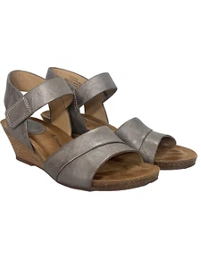SOFFT Verina Keilsandale 8M metallic grau Zinn Leder Knöchelriemen luxuriös sehr guter Zustand - Bild 1 von 10