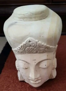 Vintage Buddha Head 7 Inch Statue Head Figure Meditation Heavy - Picture 1 of 8