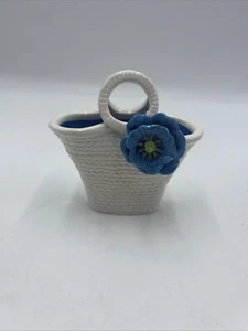 Victorian Blue Milk Glass Small Basket - Picture 1 of 8
