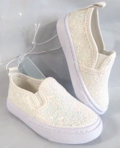 Cat & Jack Madigan Slip-On Sneakers Toddler Girls White Glitter -  Size 6 - Picture 1 of 15
