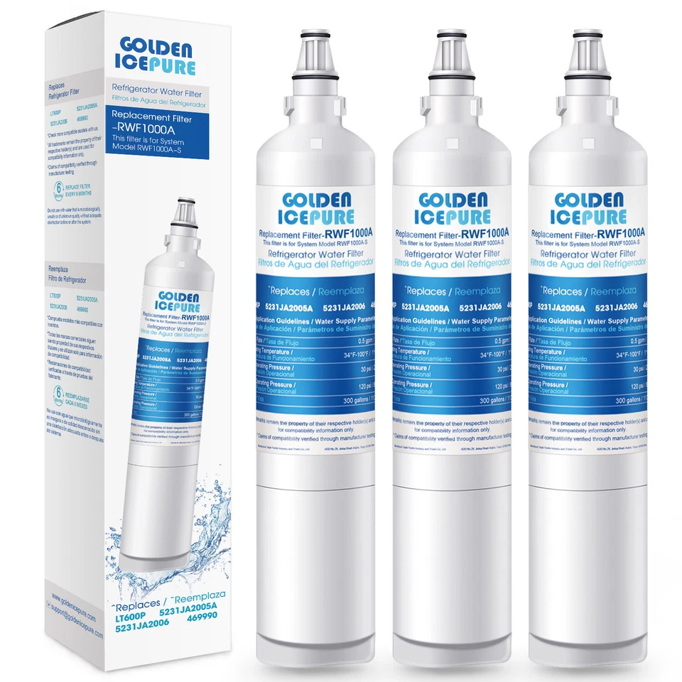 Fit For LG LT600P 5231JA2006A 5231JA2006F 5231JA2006B 469990 Water Filter 3 Pack - Image 1 of 4