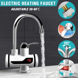 3000W Hot Water Heater Faucet Instant Tankless Electric Kitchen Fast Heating Tap - Picture 1 of 12