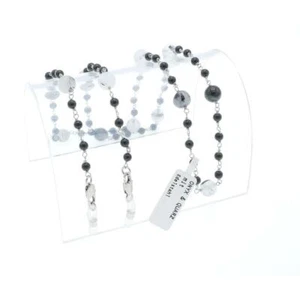 Brillenkette Stein Traum Kette Onyx & Quarz echte Halbedelsteine mit Edelstahl - Picture 1 of 2