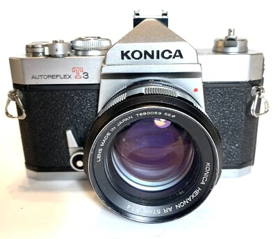 Konica Auto Reflex T3 con lente Konica Hexagon AR 57 mm 1,4 Foto 1 de 4