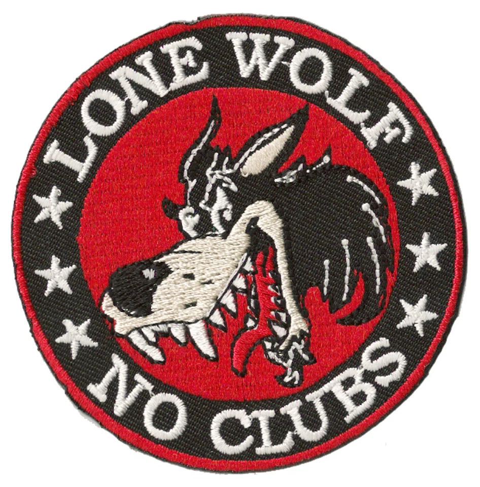 Patch écusson Lone Wolf no Clubs blason patche biker thermocollant