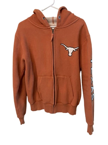 Texas Longhorns Jacket Medium Faded Orange Waffle Thermal Embroidered Full Zip Cover