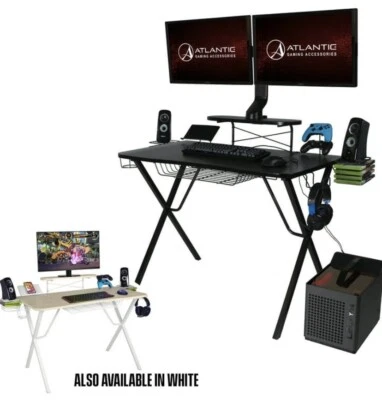 Atlantic Professional Gaming Desk Pro (negro o blanco), con almacenamiento incorporado Foto 1 de 4