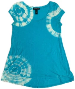 INC International Concepts Camisa Pequeña Mujer Azul Blanco Corbata Dye Alta, Talla PM - Imagen 1 de 4