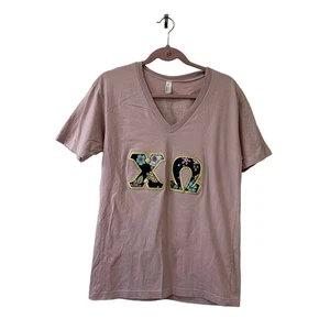 American Apparel Men’s/Unisex Size Medium Chi Omega Sorority Pink T Shirt Logo - Picture 1 of 5