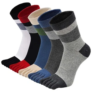 Mens Toe Socks Five Finger Sock Boys Running Athletic Cotton Ankle Sox 5 Pairs - Picture 1 of 7