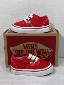 Vans Infant Size 3 EU 18 Red Canvas Authentic Lace Up Sneakers AJ-1403 - Picture 1 of 9