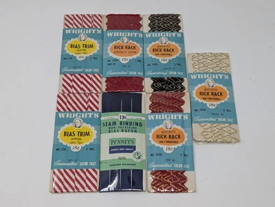 7 Tubos con cable Wright’s vintage rosa carbón negro amarillo marrón turquesa coser Foto 1 de 4