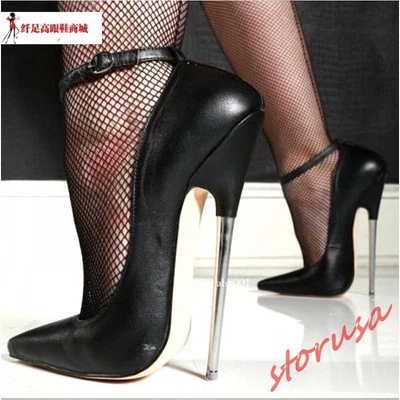 Women Pole Dance 18cm Super High Heel Stiletto Pumps Buckle Pointed Party Shoes - Photo 1/4