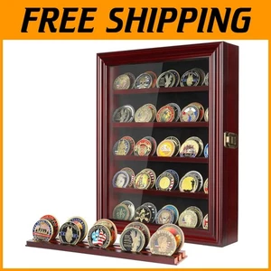 Mahogany Finish Challenge Coin Display Case - Picture 1 of 8