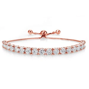 18K Rose Gold Plated Silver White Moissanite Tennis Bracelet For Women (9.00 - Picture 1 of 2