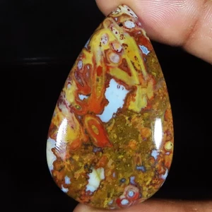 47.35 Cts 100% Natural Palm Root Agate Pear Cabochon Gemstone 28x46x4 mm LP423 - Picture 1 of 6